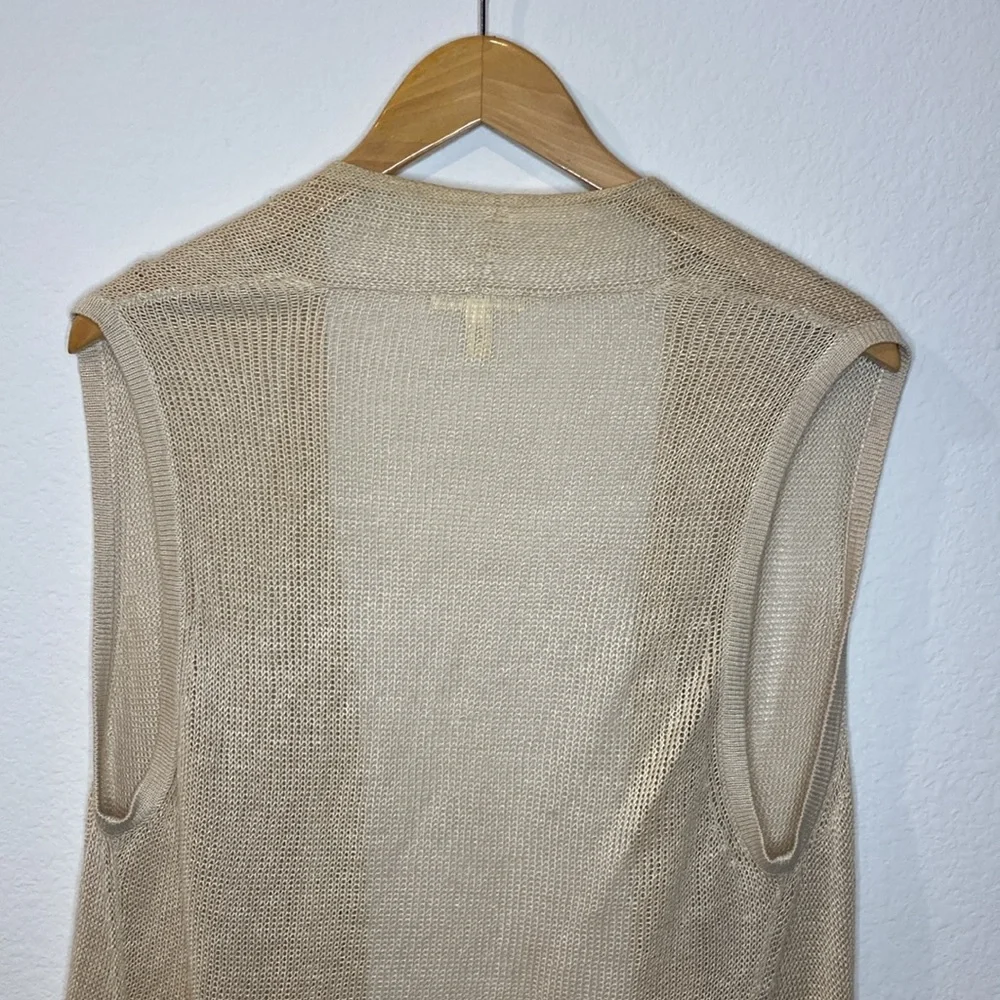 Eileen Fisher Linen Knit Waterfall Tan Vest XS/TP - Picture 5 of 11